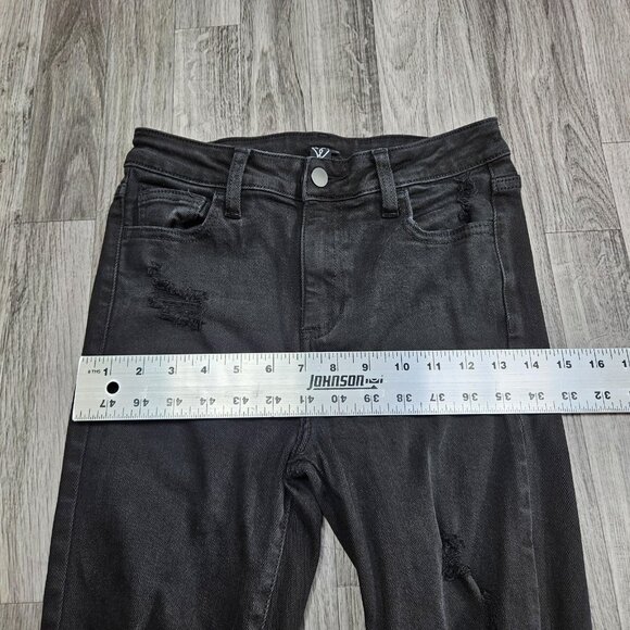 Windsor Jeans Womens 5 Black Distressed Skinny Denim Raw Hem Ripped Ankle - Picture 8 of 11